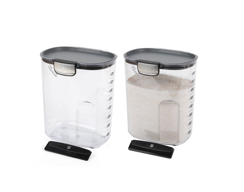 Progressive ProKeeper+ flour container with lid open for quick, mess-free baking prep.