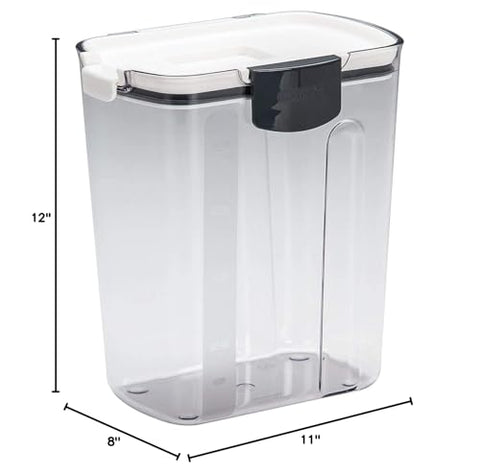 Progressive ProKeeper Powdered Sugar Keeper with leveling bar and dusting tool.