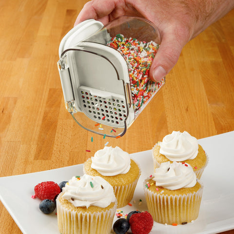Progressive ProKeeper powdered sugar keeper with leveling bar and dusting tool