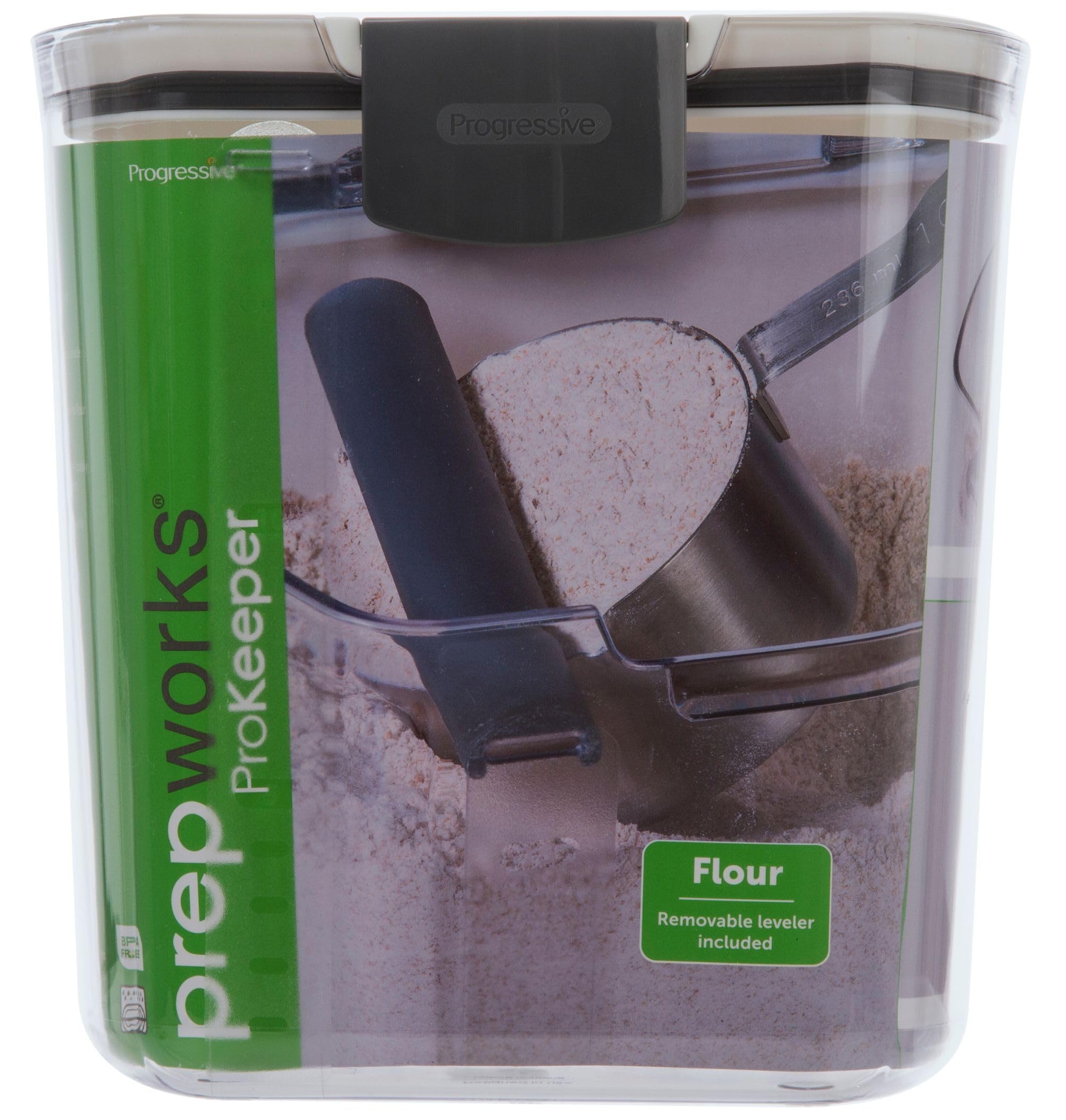 ProKeeper leveling bar enables mess-free flour measuring.