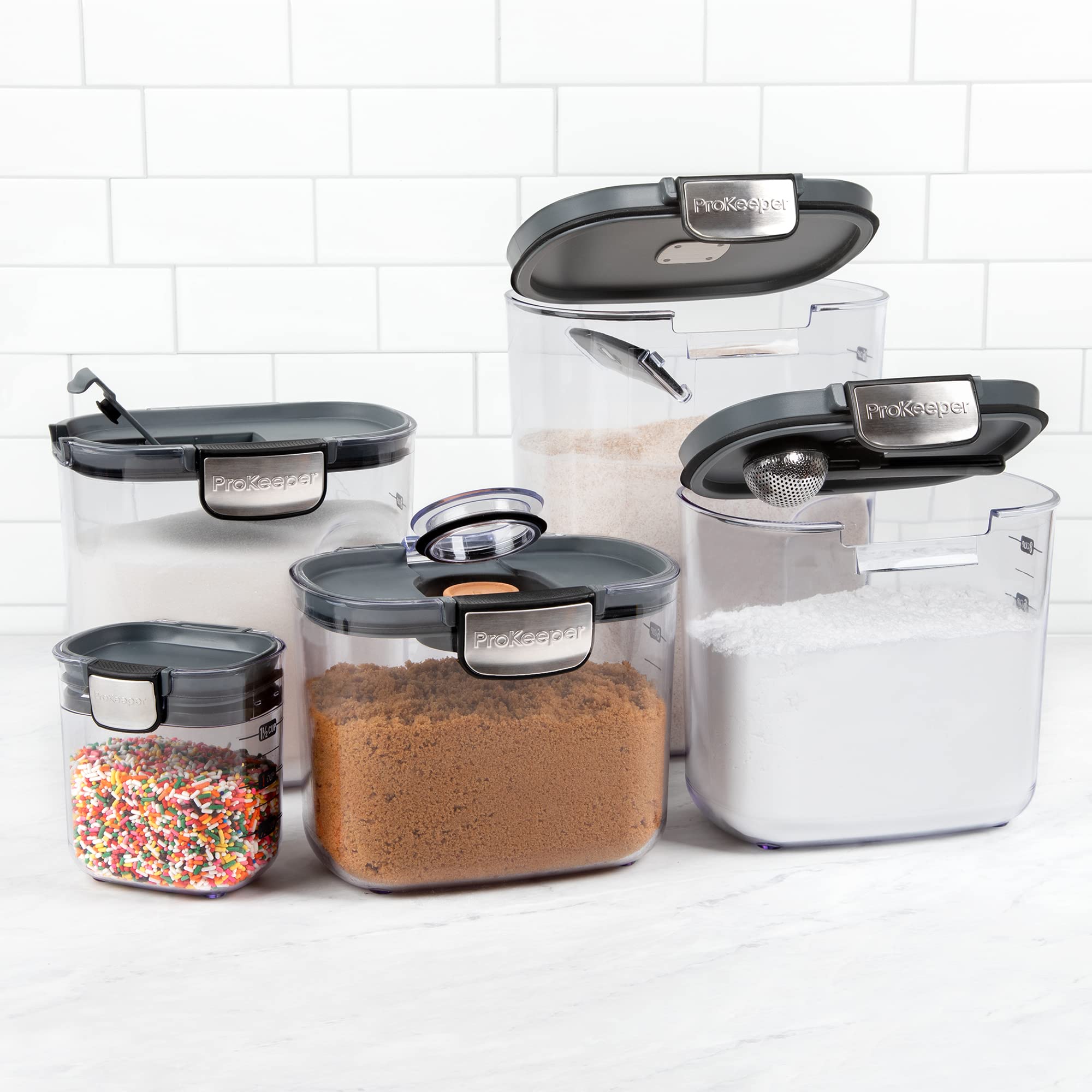 ProKeeper sugar keeper with flip-to-pour spout for clean, quick dispensing.