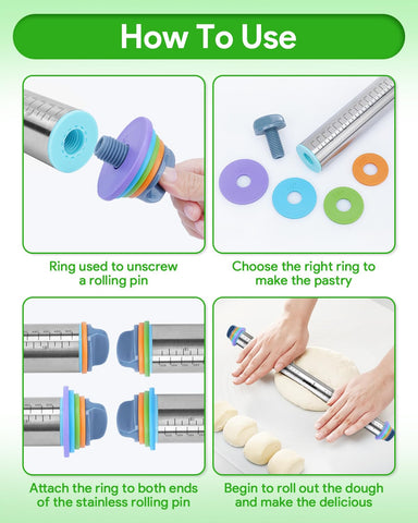 PROKITCHEN rolling pin ideal for fondant, cookies, and pastry dough.