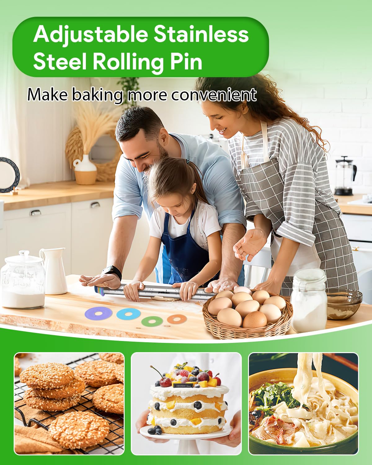 PROKITCHEN rolling pin perfect for pizza dough and pie crusts.