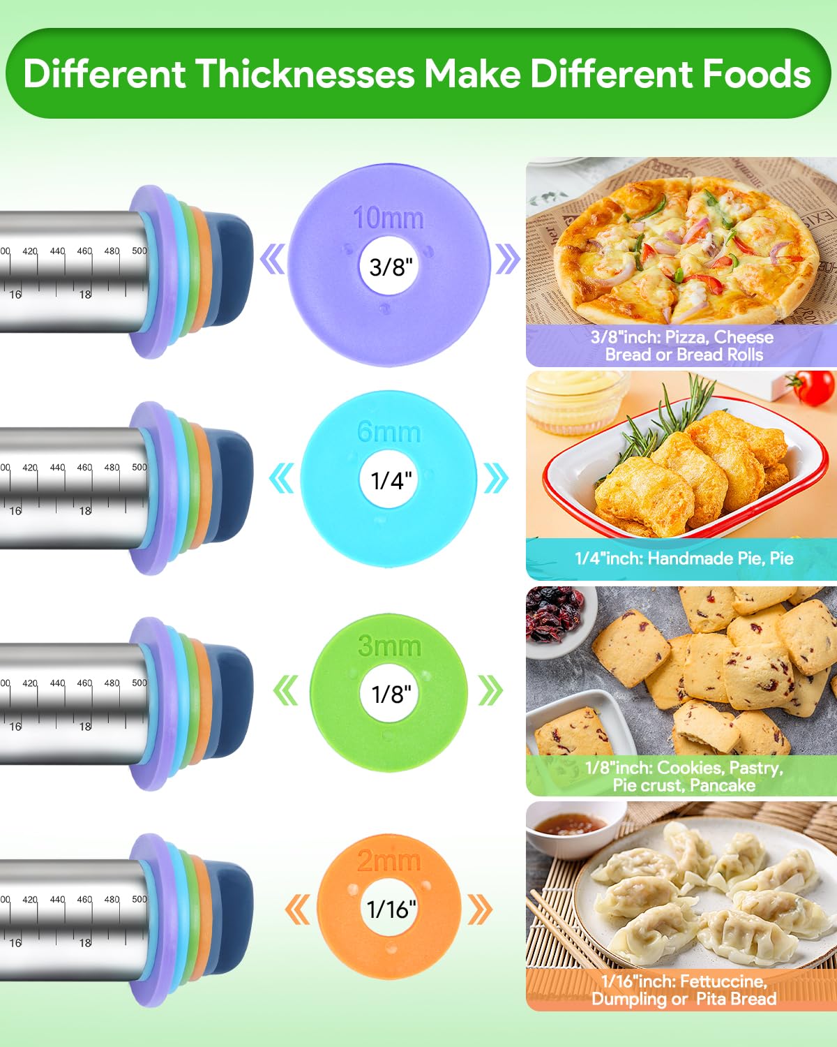 PROKITCHEN non-stick, easy-clean rolling pin simplifies cleanup after use.