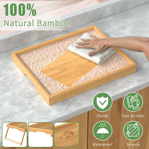 Promitop bamboo tray edge lip helps prevent spills during meals