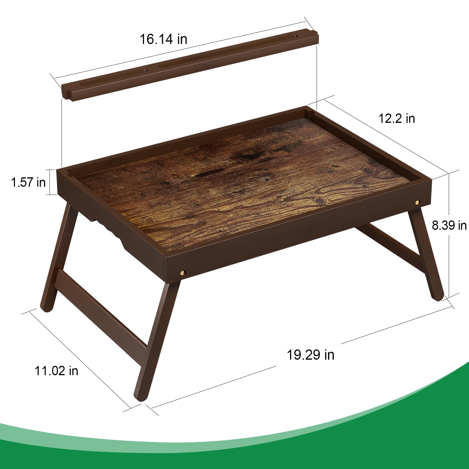 Promitop bamboo breakfast tray with ergonomic handle for effortless transport.