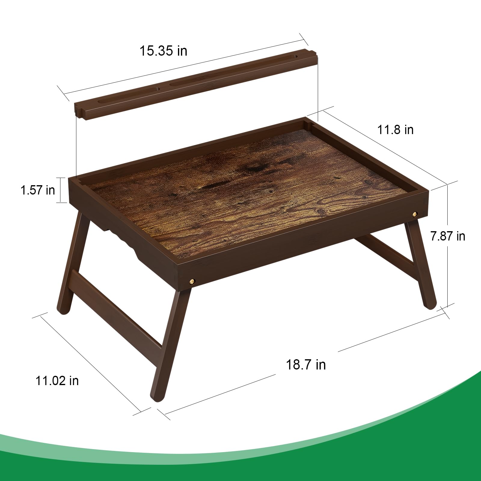 Promitop bamboo breakfast tray with ergonomic handle for effortless portability.