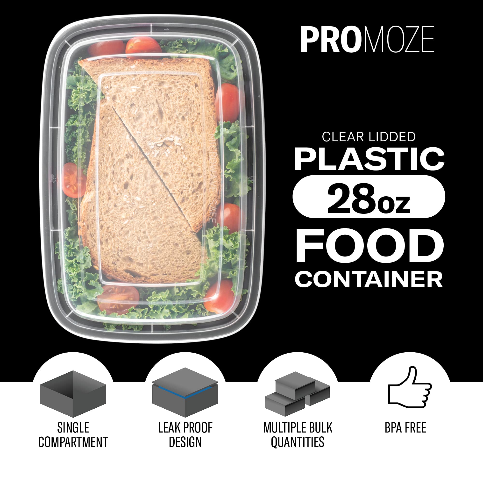 PROMOZE 28oz one-compartment container ideal for single-portion meals on the go.