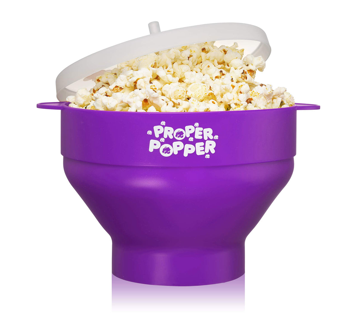 PROPER POPPER microwave popcorn maker in purple ready for quick movie night