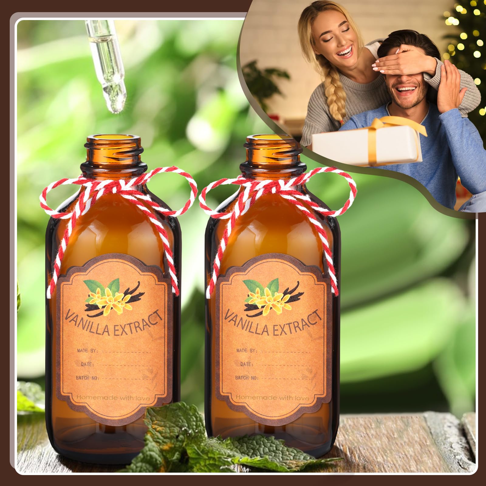 ProSuites kitchen storage amber glass bottles ideal for syrups, oils, and extracts