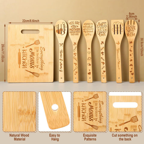 ProSuites wooden spoons six-set—ergonomic, polished for stirring and serving.