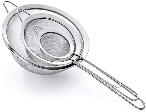Proto Future 8in fine-mesh strainer for efficient pasta and veggie rinsing