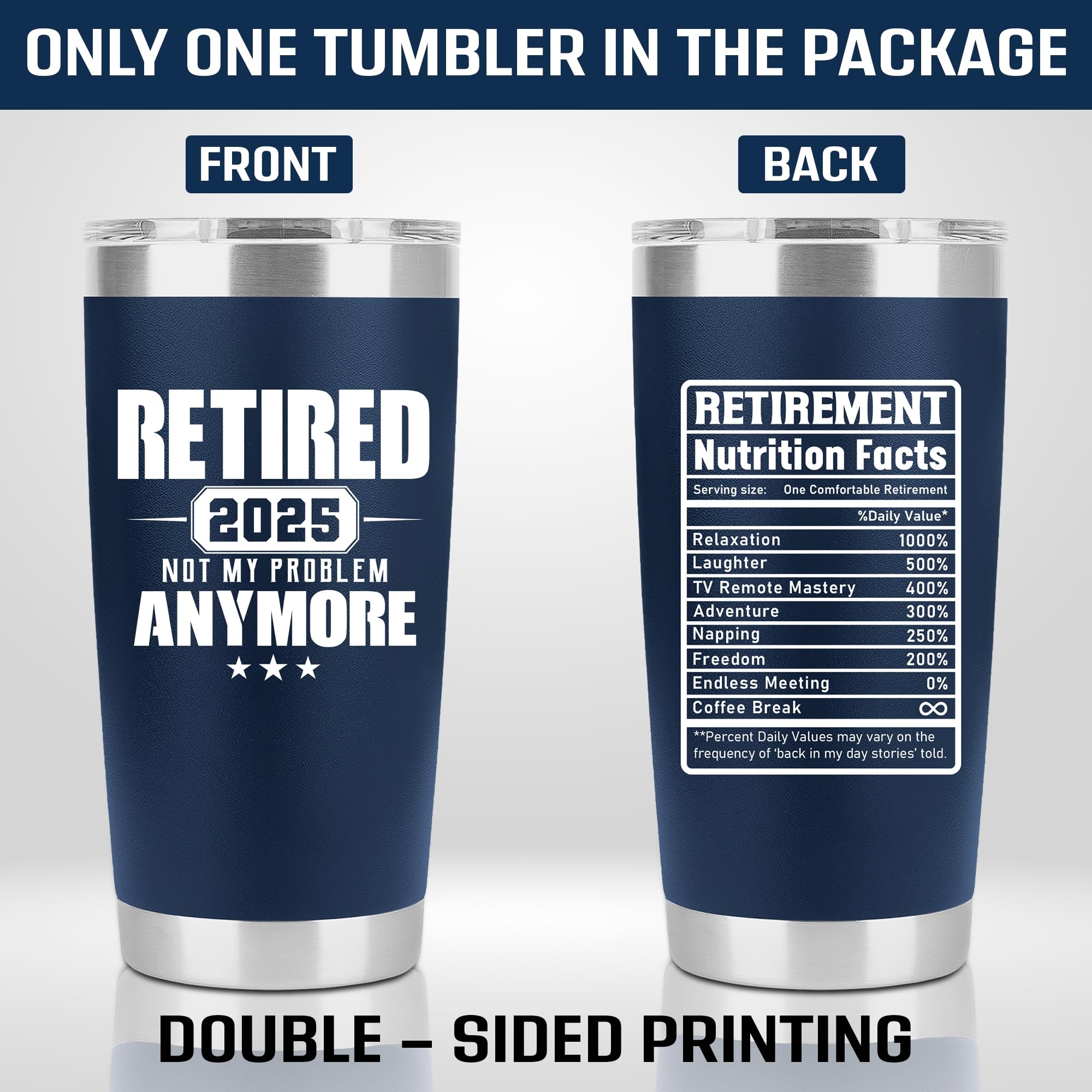 PRPinkRain Navy 20oz tumbler suitable for home, office, or outdoor adventures.