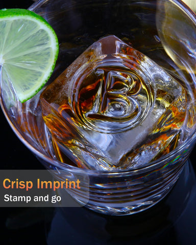 PrudoPex stamp on cube demonstrates quick surface imprint for drinks