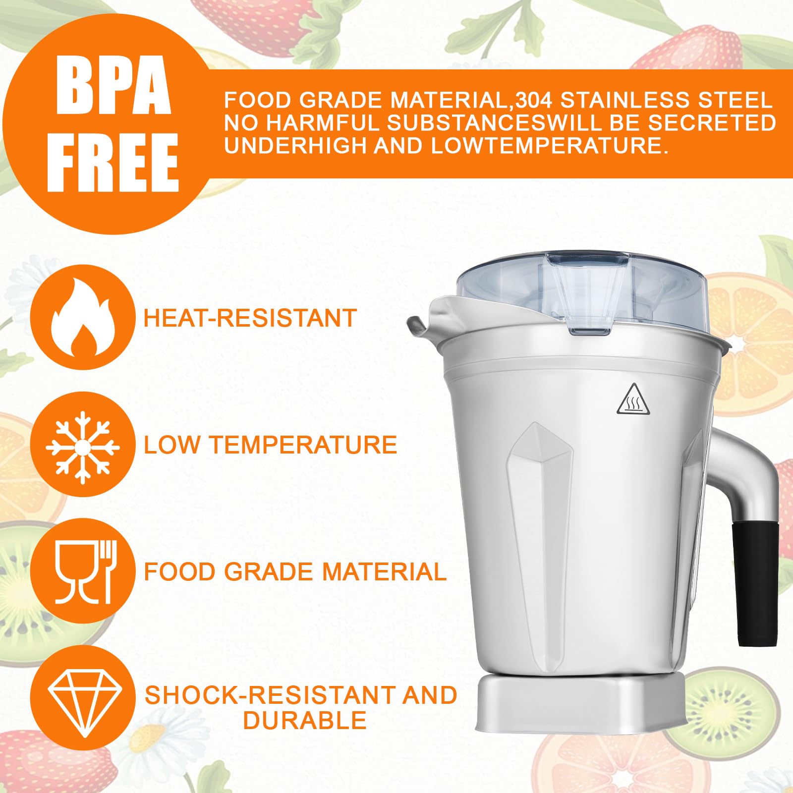 Psasrm 304 stainless steel construction for durable, safe blending