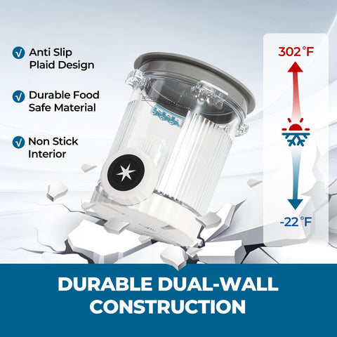 Psasrm PC material pint delivers durable, heat- and cold-resistant storage.