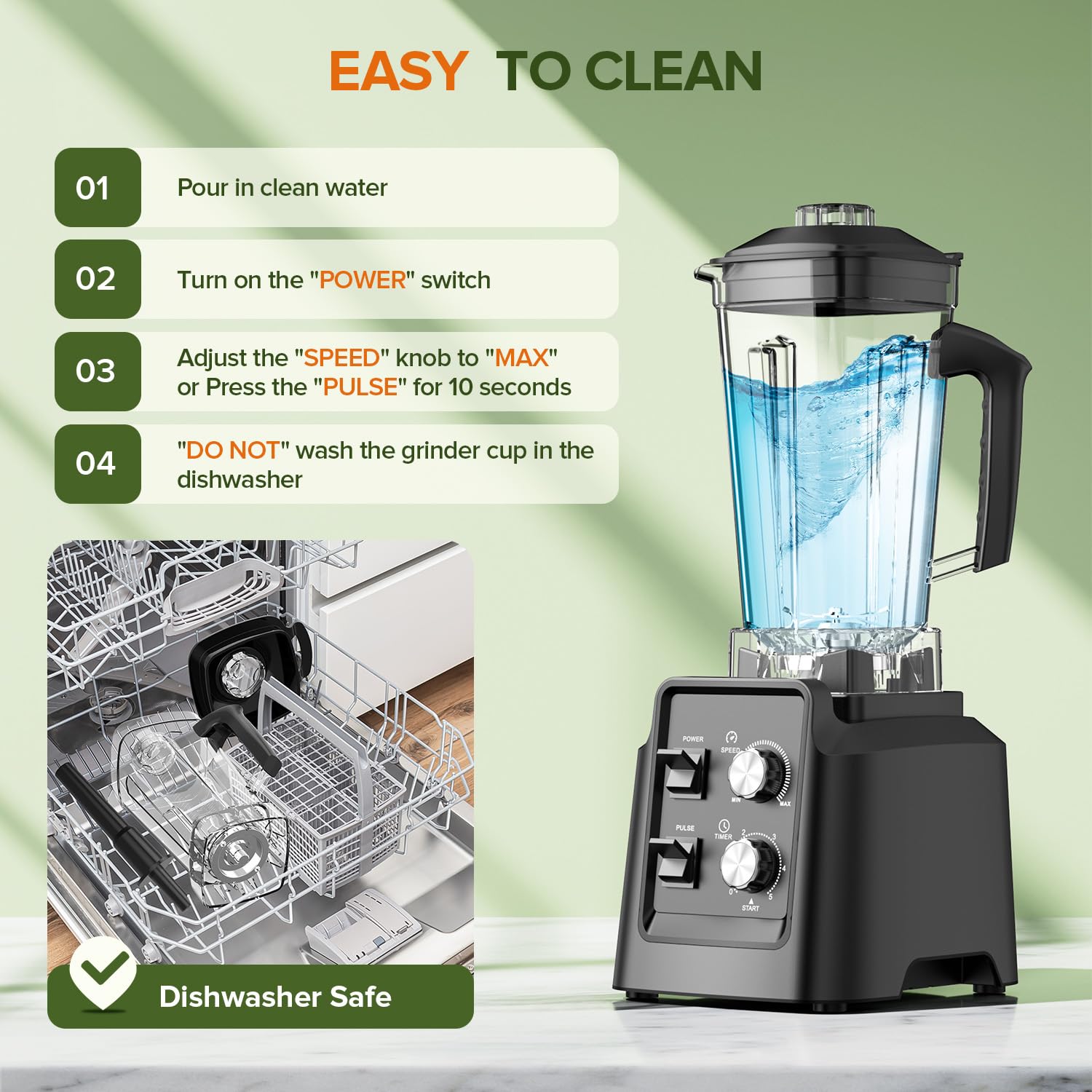 PSIIDAN blender 6 blade stainless steel for thorough blending.