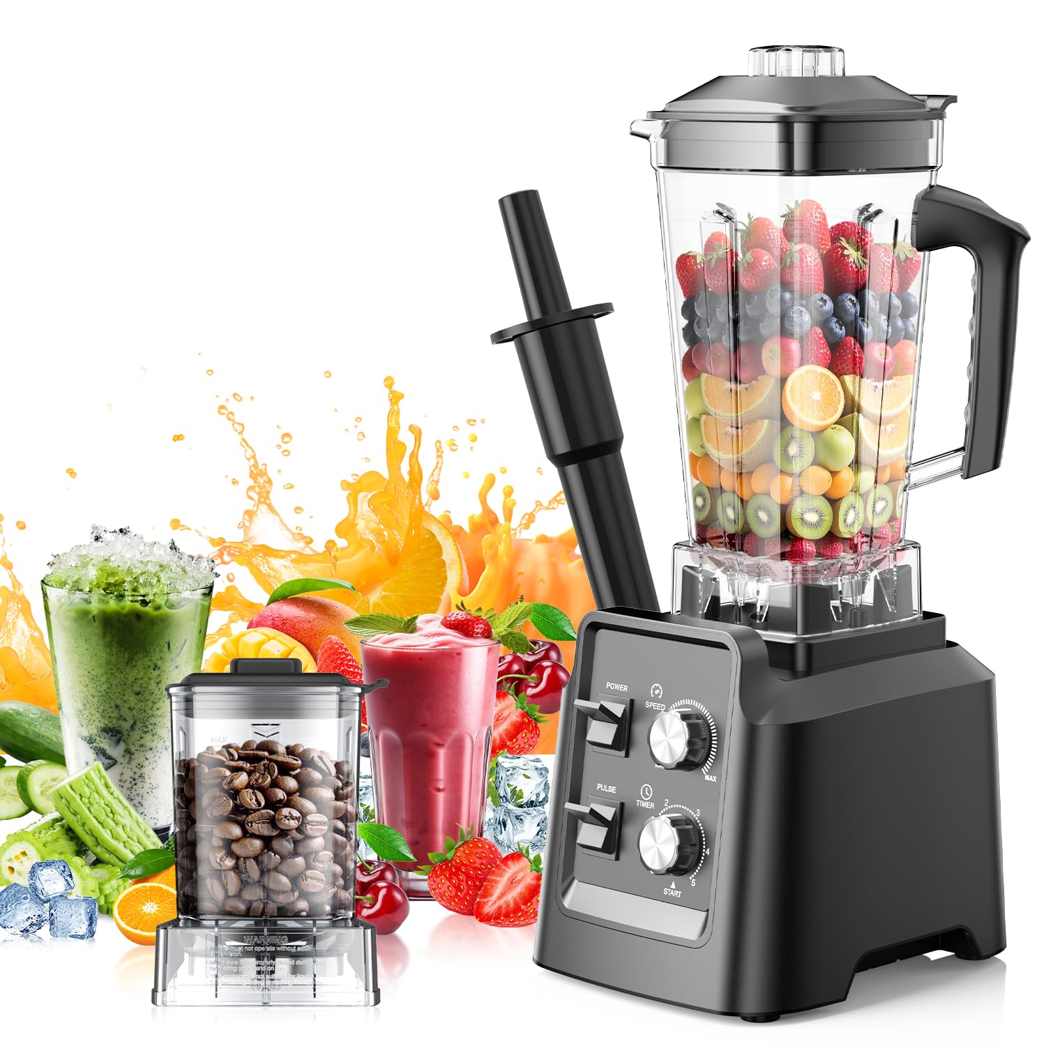 PSIIDAN blender with 68 oz pitcher for family smoothies and soups.