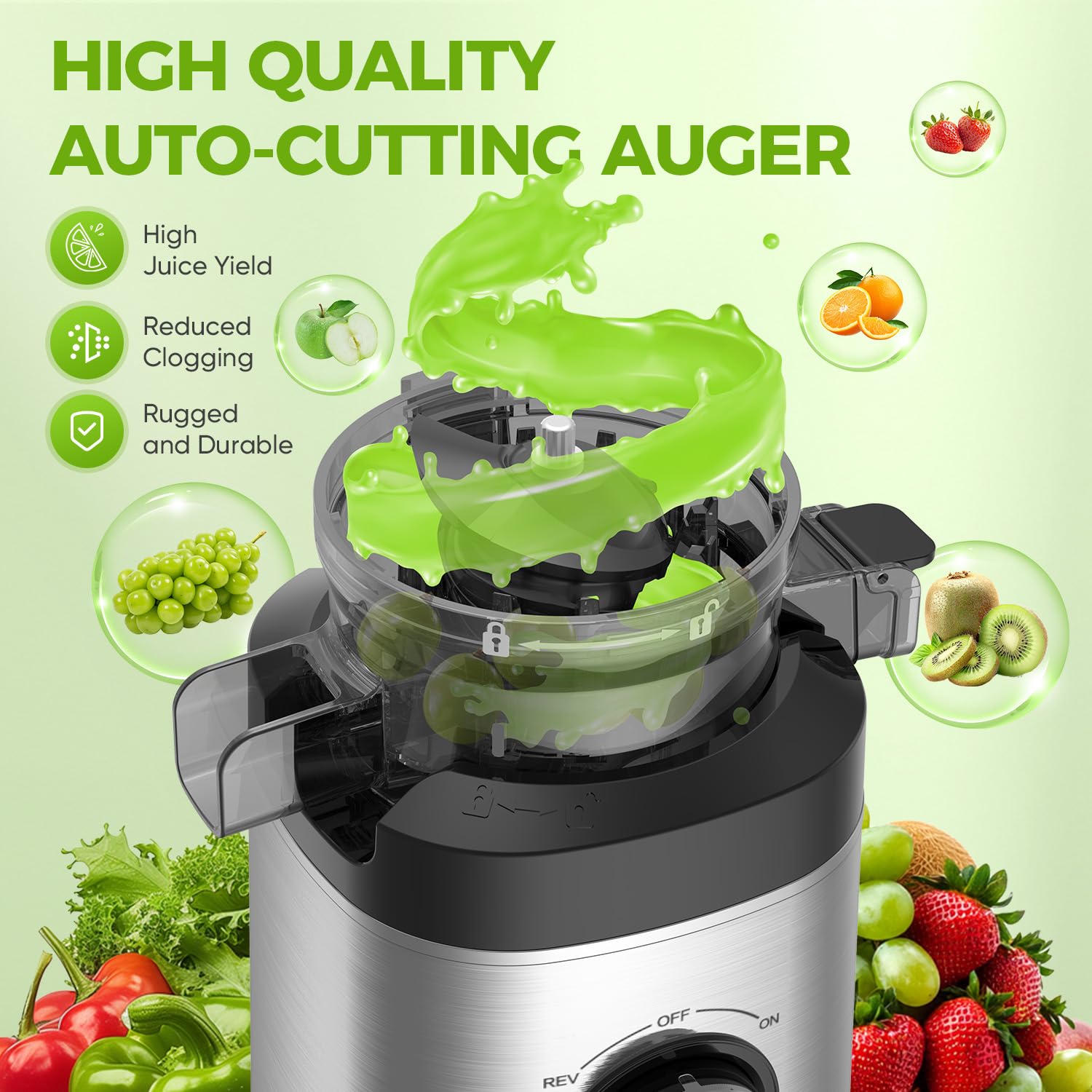 PSIIDAN juicer on a kitchen counter delivering quiet operation for morning prep.