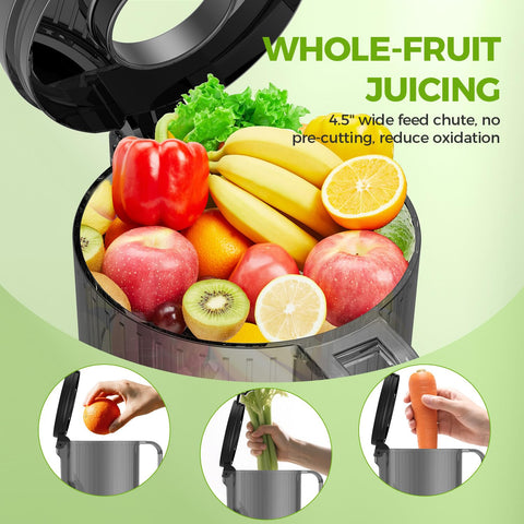 PSIIDAN juicer with slow 60 rpm speed preserves nutrients and flavor.