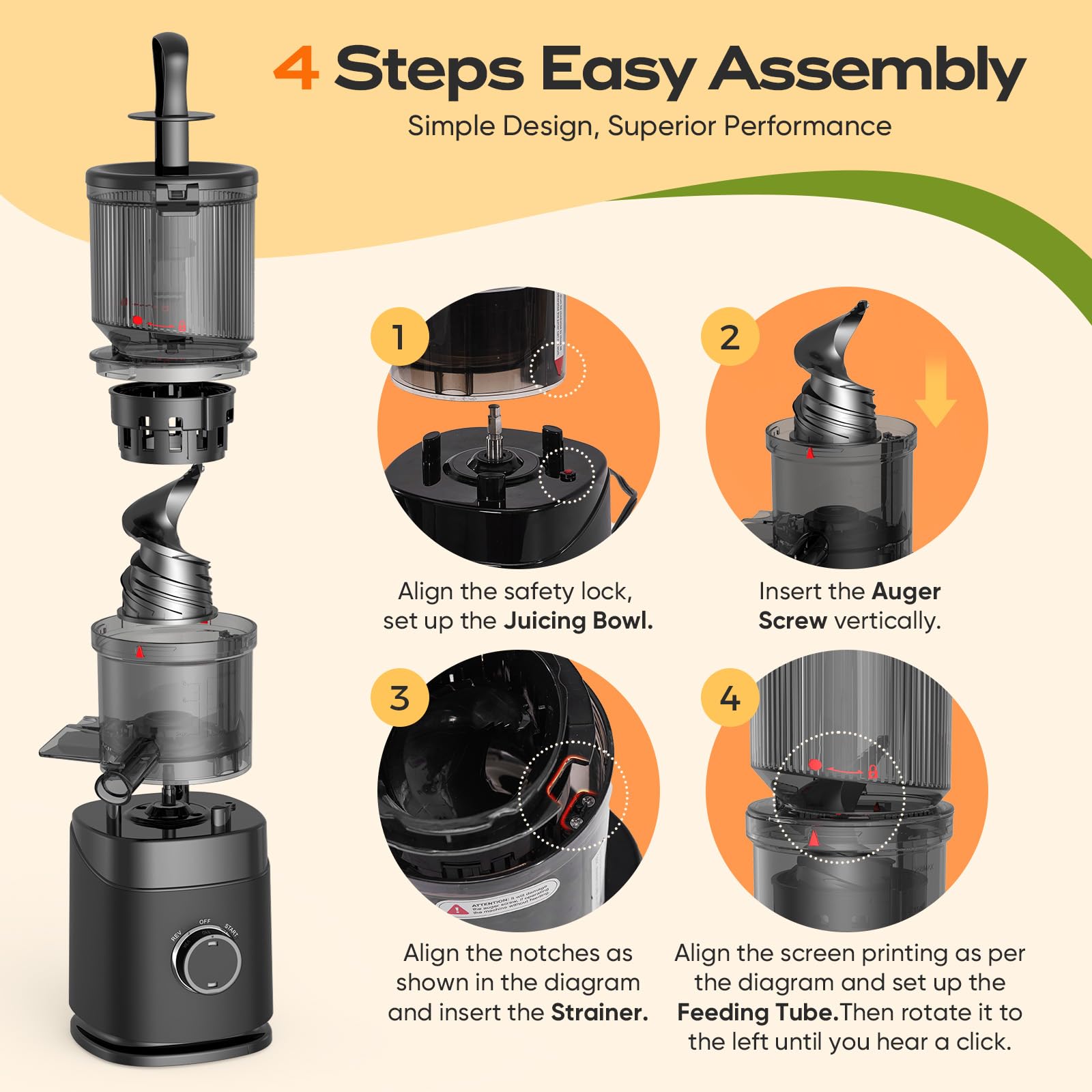 PSIIDAN easy-to-assemble juicer for quick daily use.
