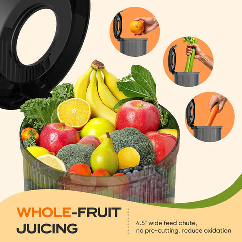 PSIIDAN slow masticating juicer at 65 RPM preserving flavors.