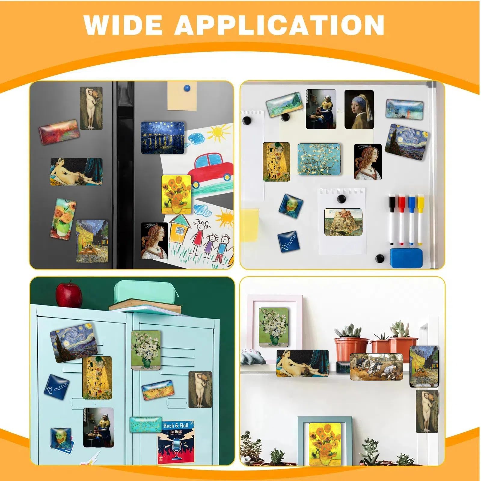 PSQIYMP van Gogh White Roses magnet brings elegance to lockers and desks.