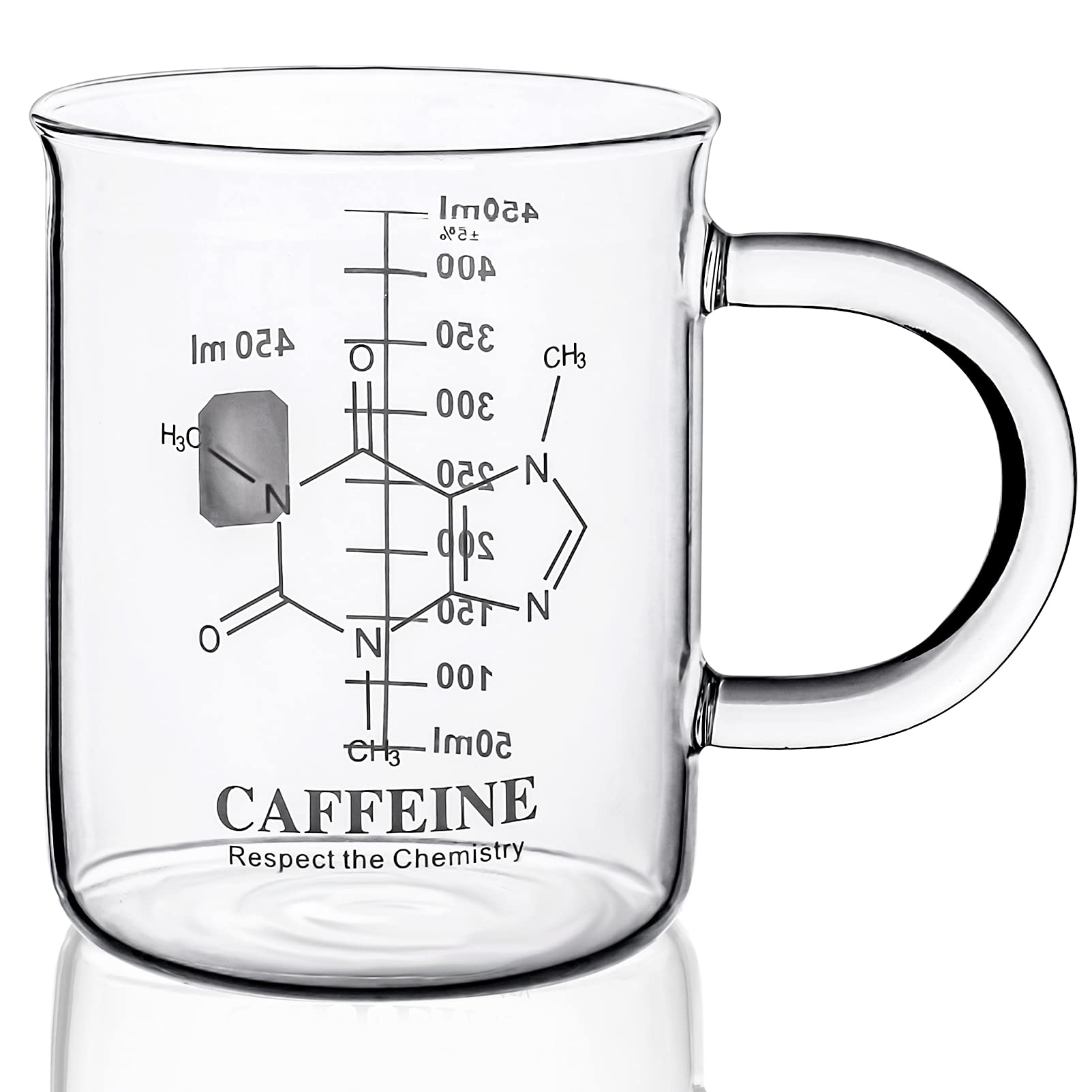 PSZEZNZ caffeine-molecule beaker mug with a sturdy handle for precise sipping.