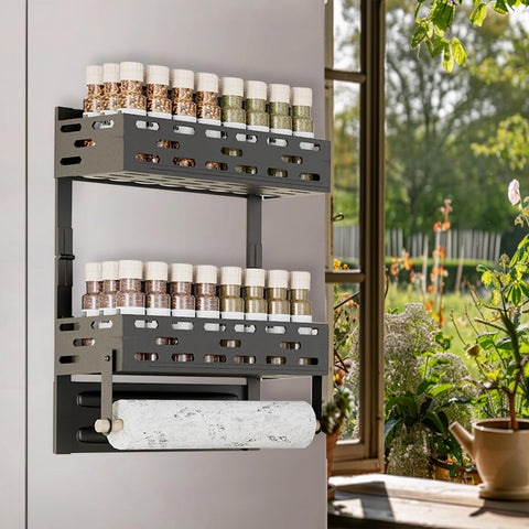 PTAEXCEL magnetic spice rack on fridge saves counter space.
