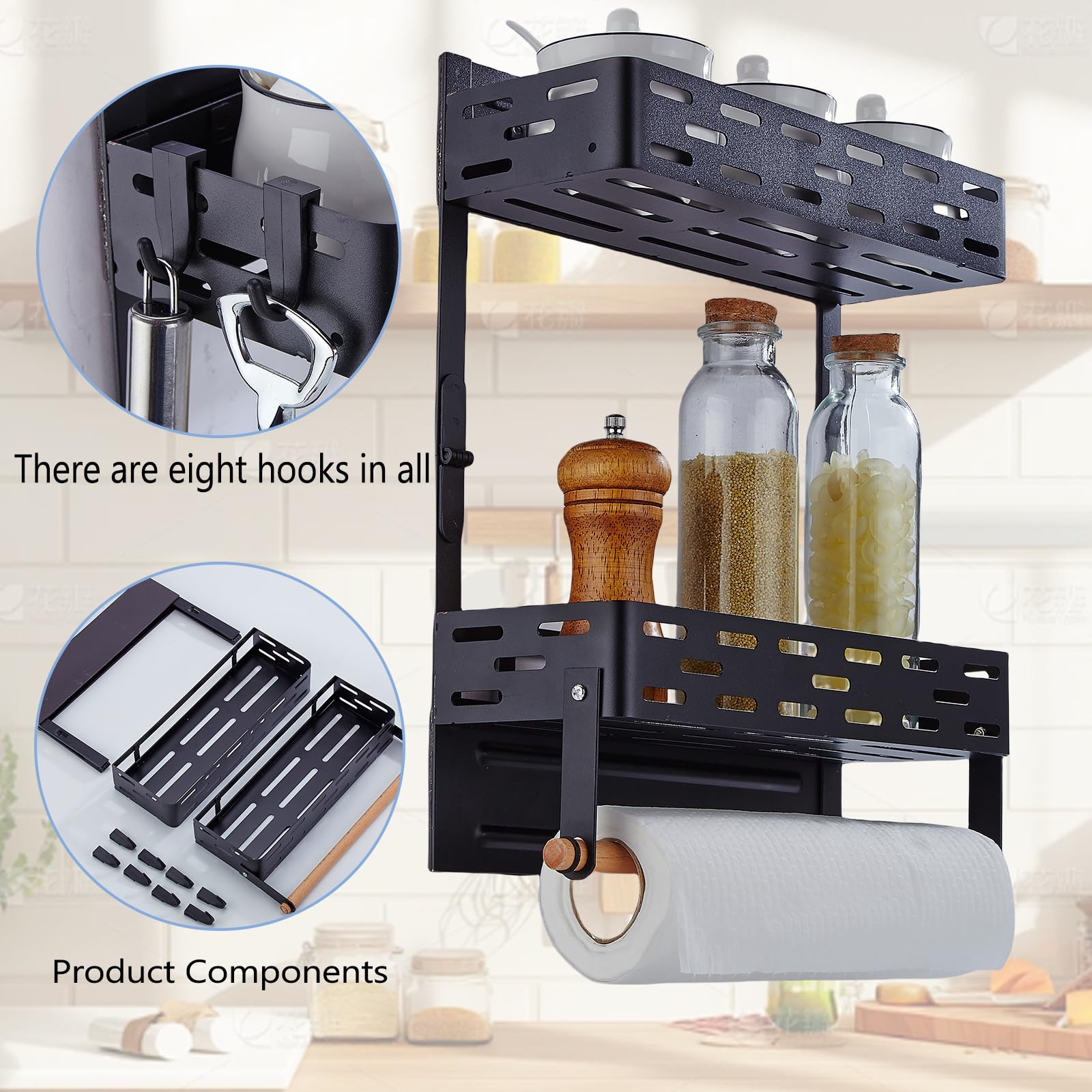 PTAEXCEL multiuse kitchen storage holds spices, cans, snacks, and drinks.