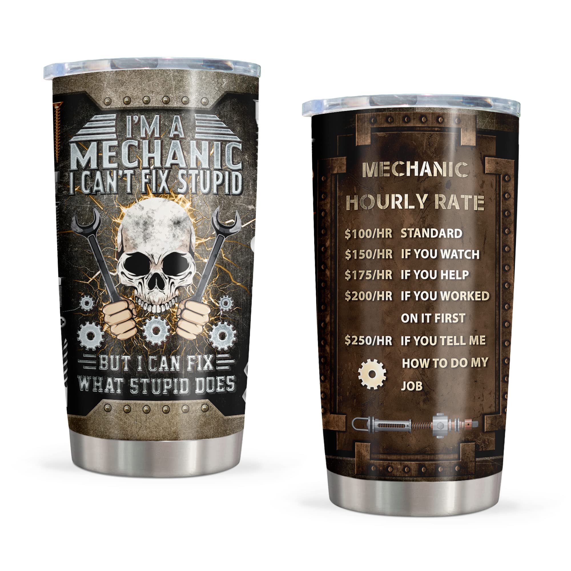 Pudmaple Mechanic Gifts Tumbler 20oz with bold side print for daily hydration.