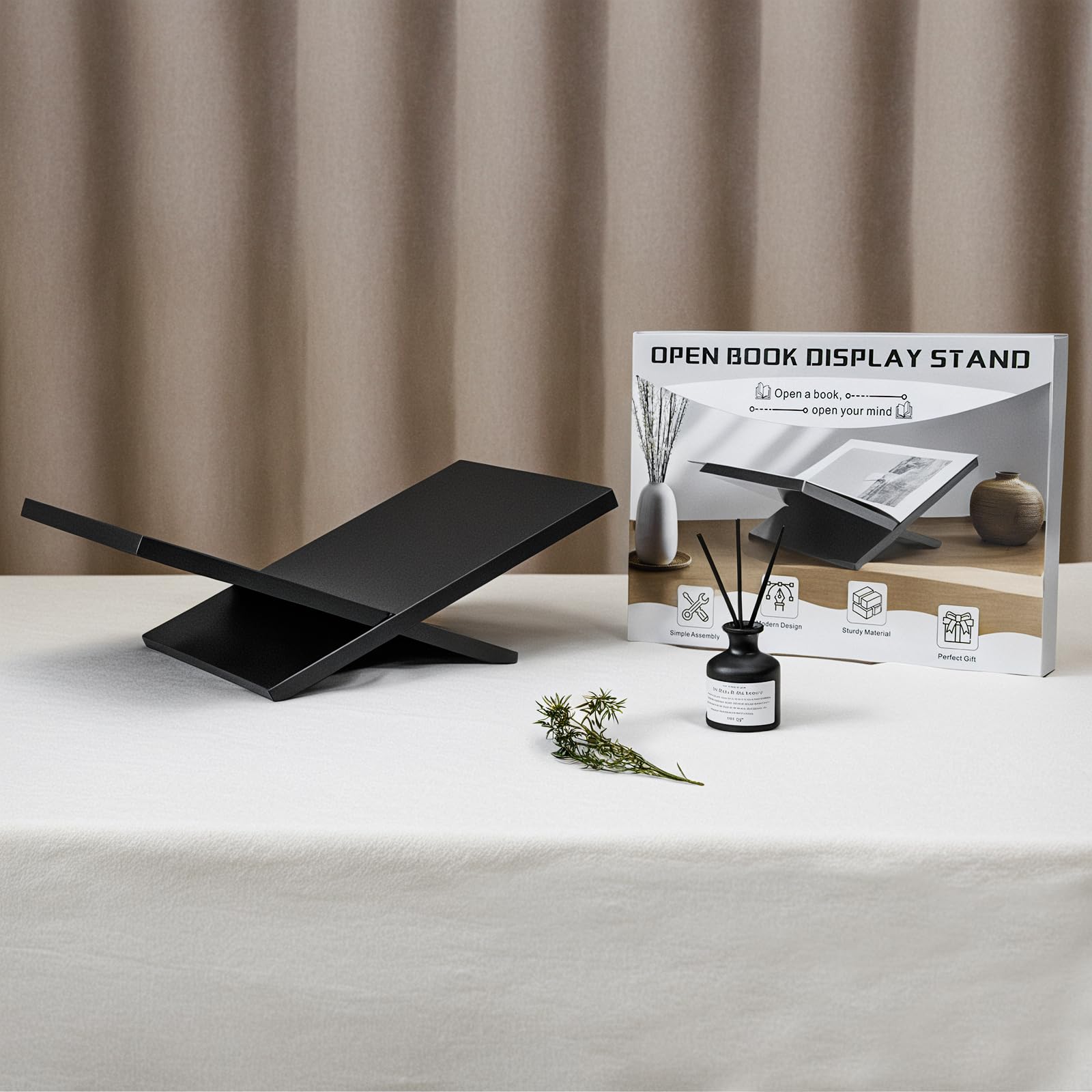 PUERSI open book stand black finish adds chic appeal