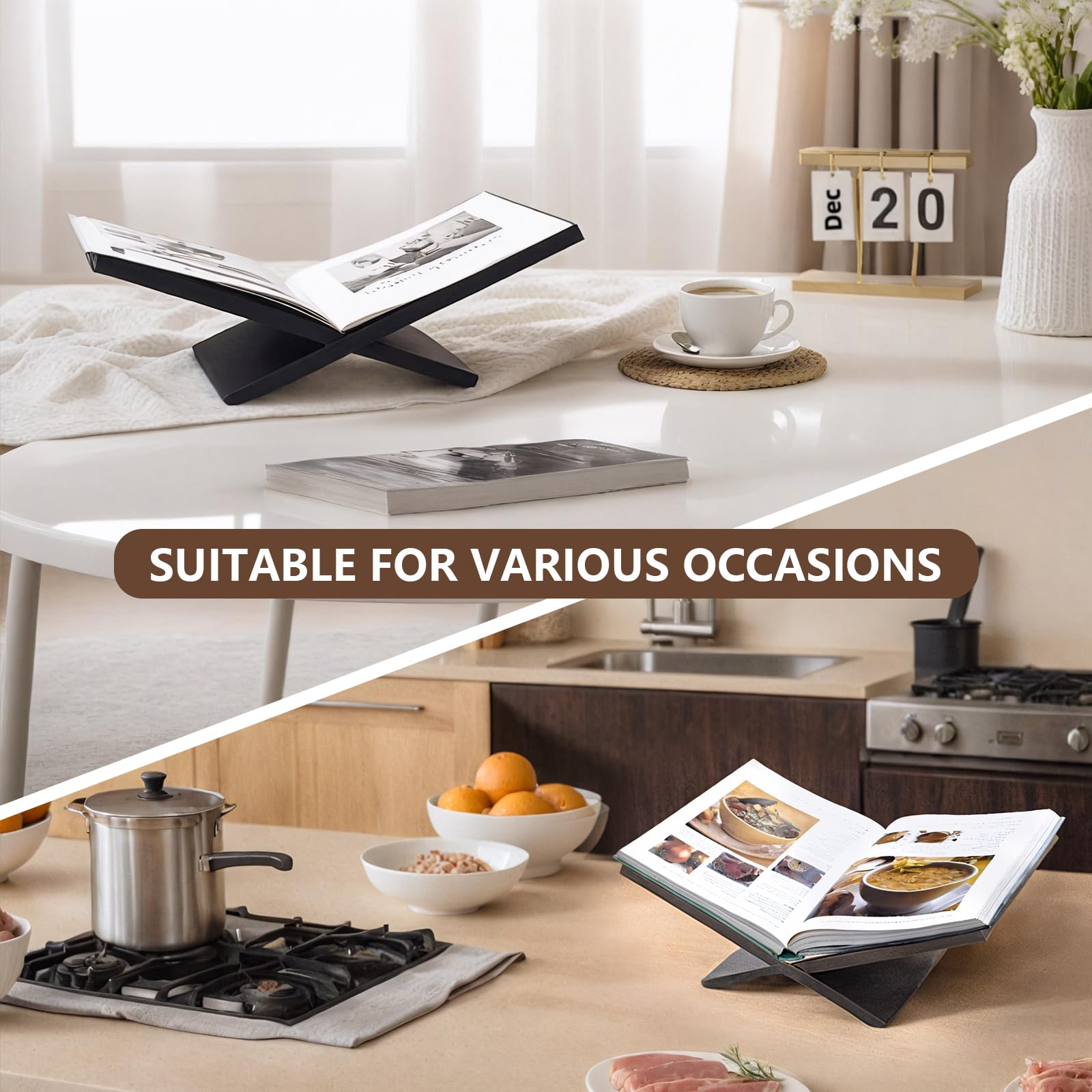 PUERSI open book stand with books demonstrates versatile magazine display