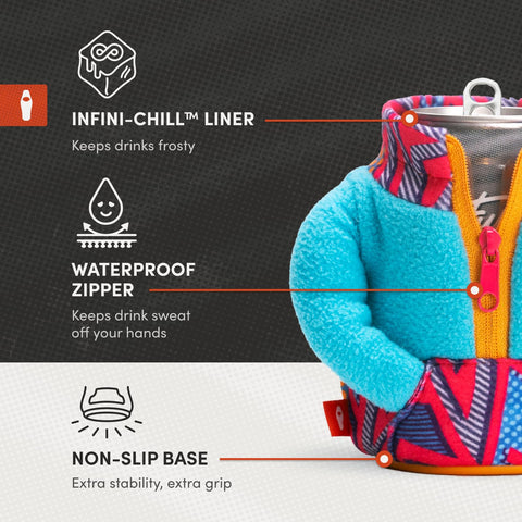 Puffin Fleece Jacket shown as a gift ready beverage accessory
