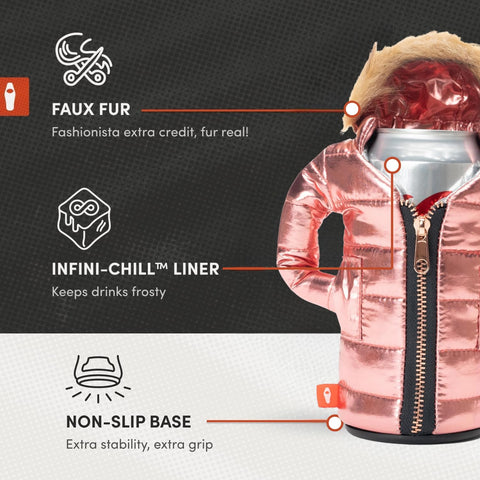 Puffin Pahka insulation detail emphasizes long-lasting cold for soda and beer.