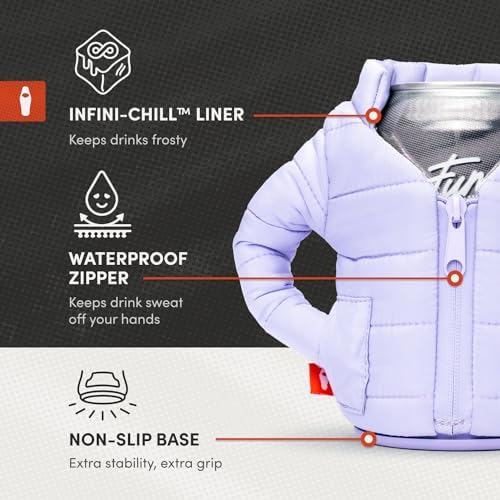Colorful Puffin Puffy Jacket variants shown for mixed beverage occasions.