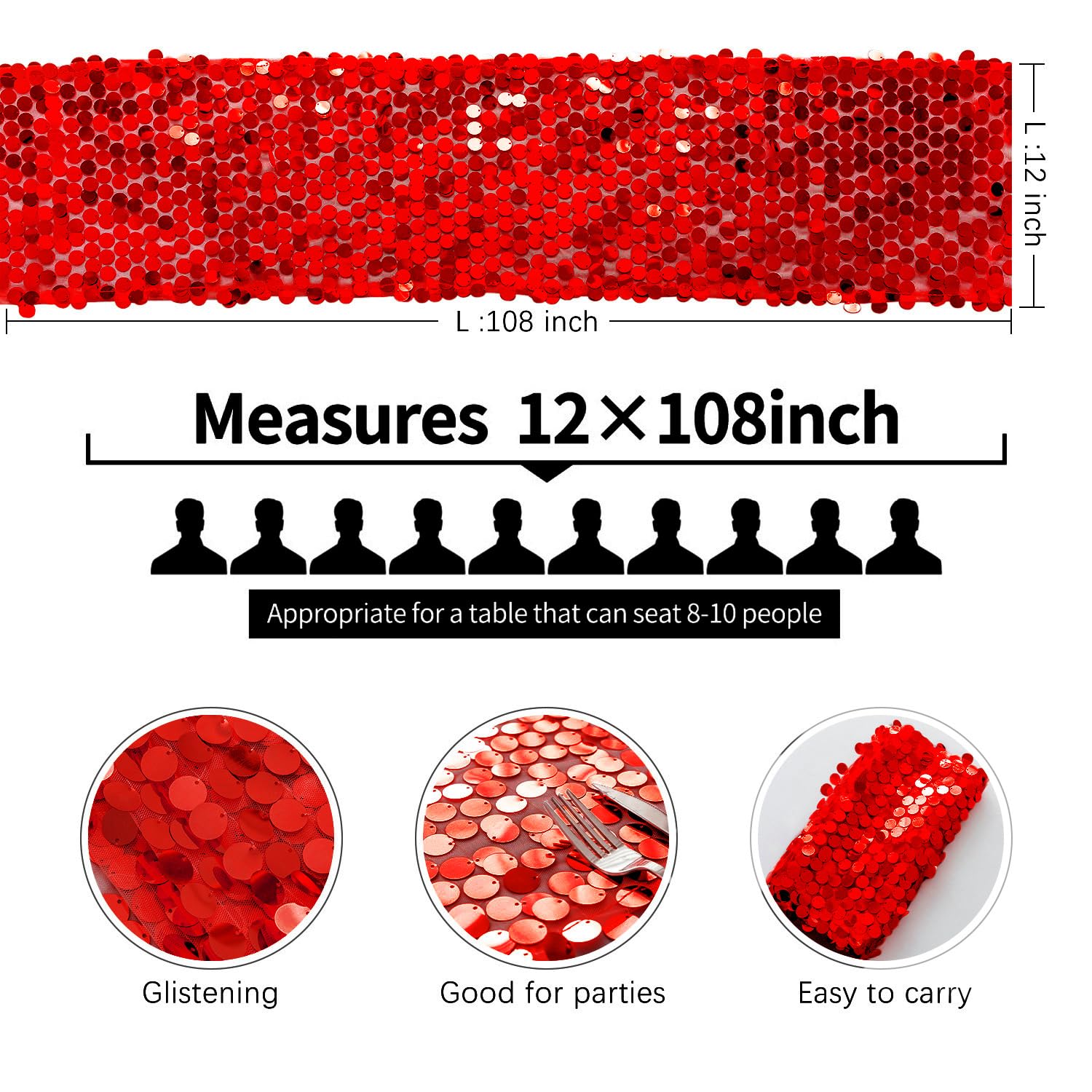 Red sequin table runner by Pufogu used in Christmas decor scene