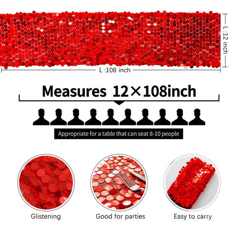Red sequin table runner by Pufogu used in Christmas decor scene