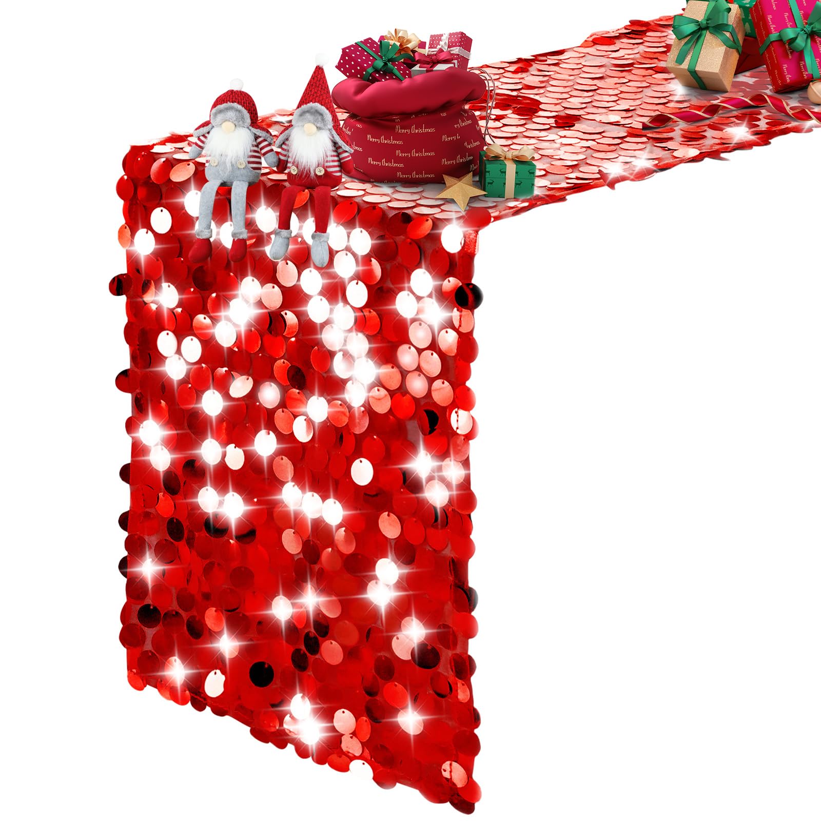 Lightweight crease-free Pufogu sequin runner ready for quick styling