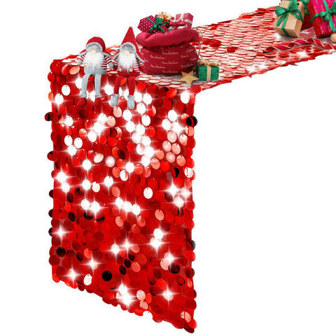 Lightweight crease-free Pufogu sequin runner ready for quick styling