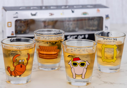 PuGez Friends shot glasses pattern-quote design, ideal for gifting and party fun.