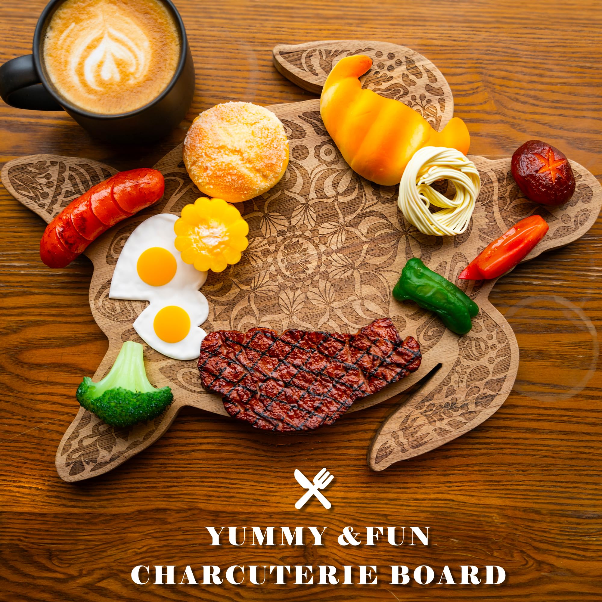PUICIO turtle board is easy to clean with a smooth, durable acacia surface.