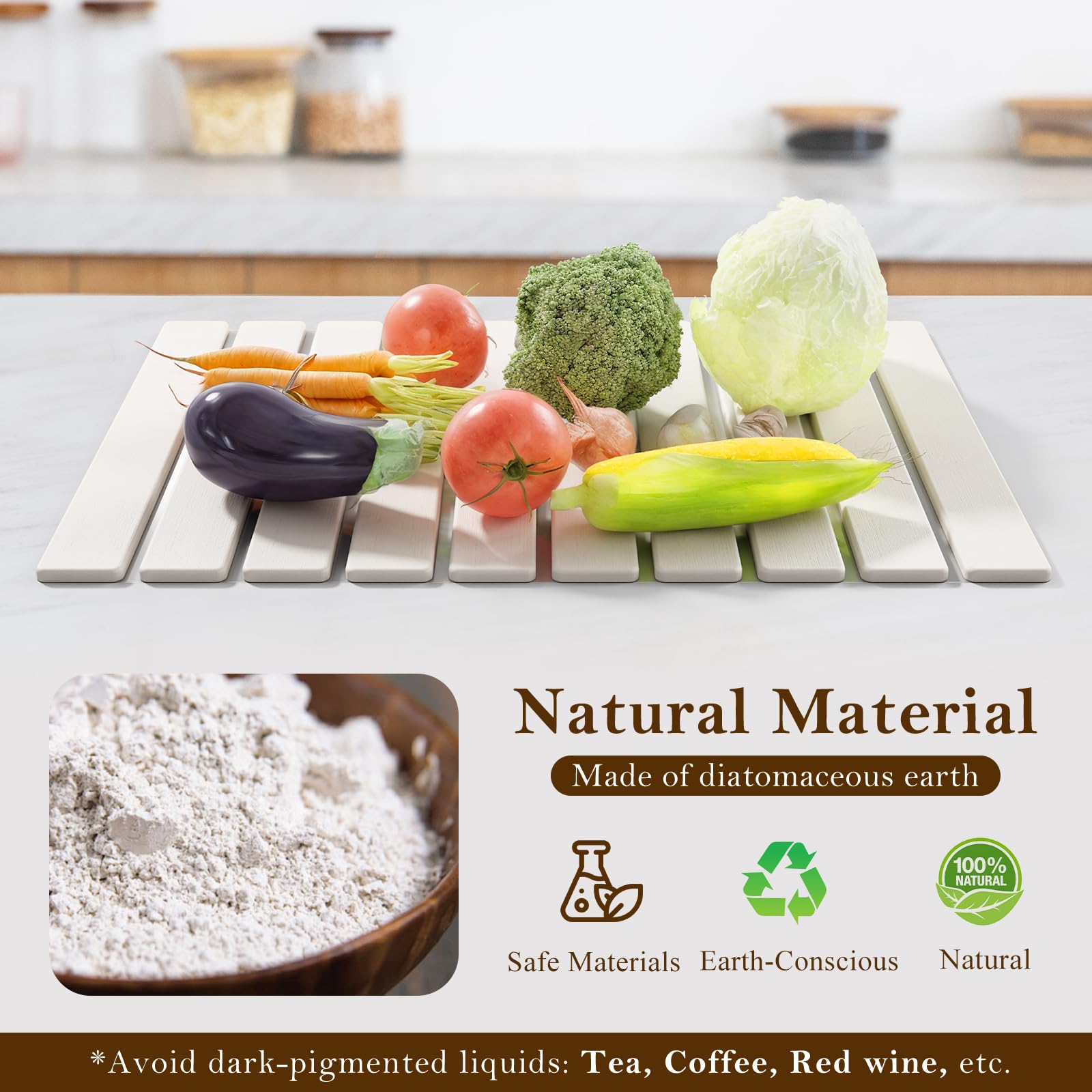 Pukaock anti-slip stone mat prevents slips while drying bulky items.