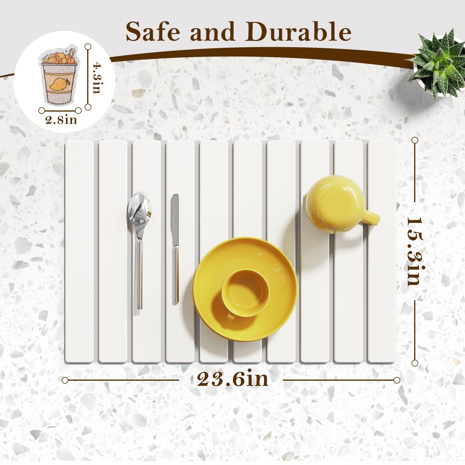 Pukaock diatomaceous earth mat absorbs spills quickly for spotless dishes.