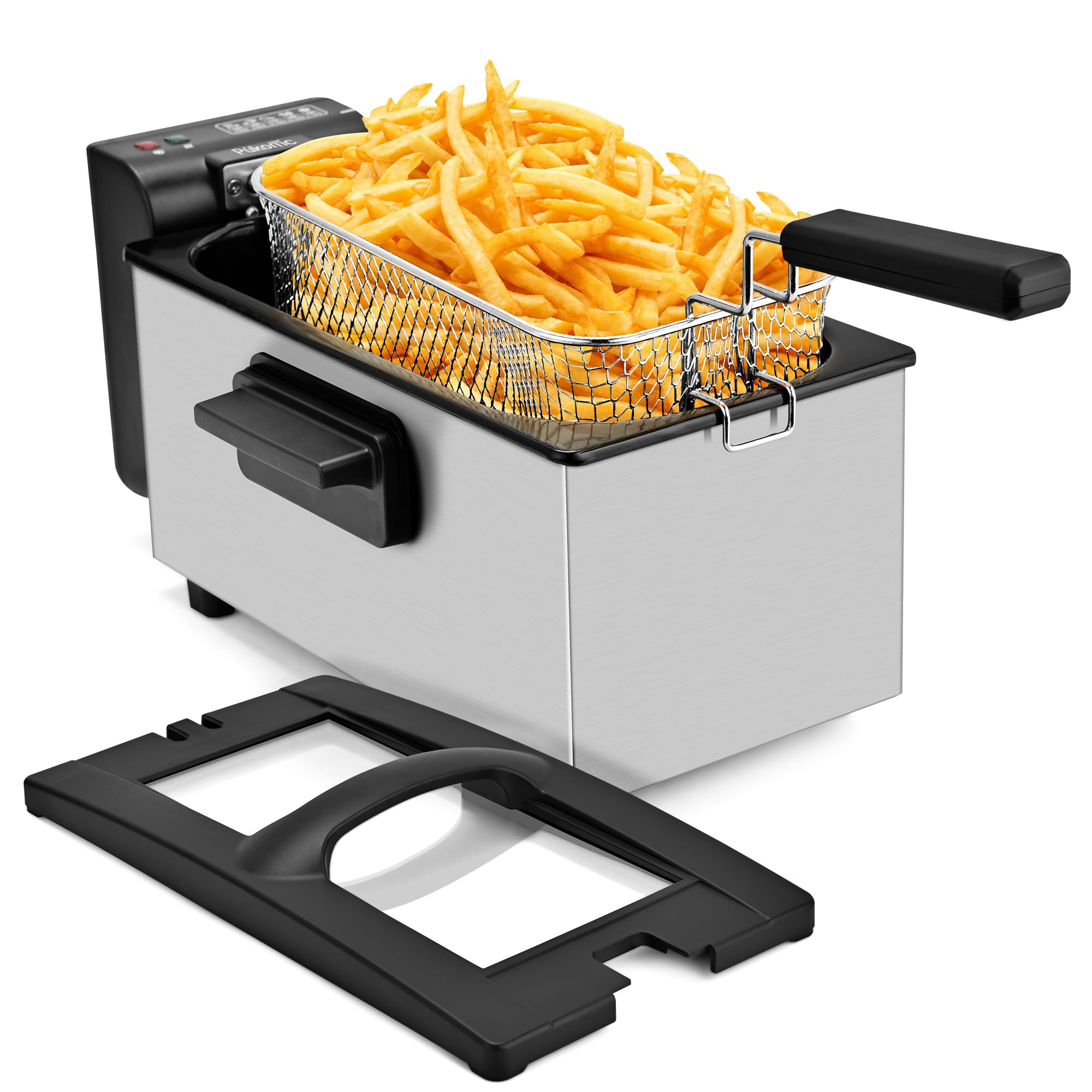 Pukomc 3L deep fryer with viewing window for safer frying monitoring.
