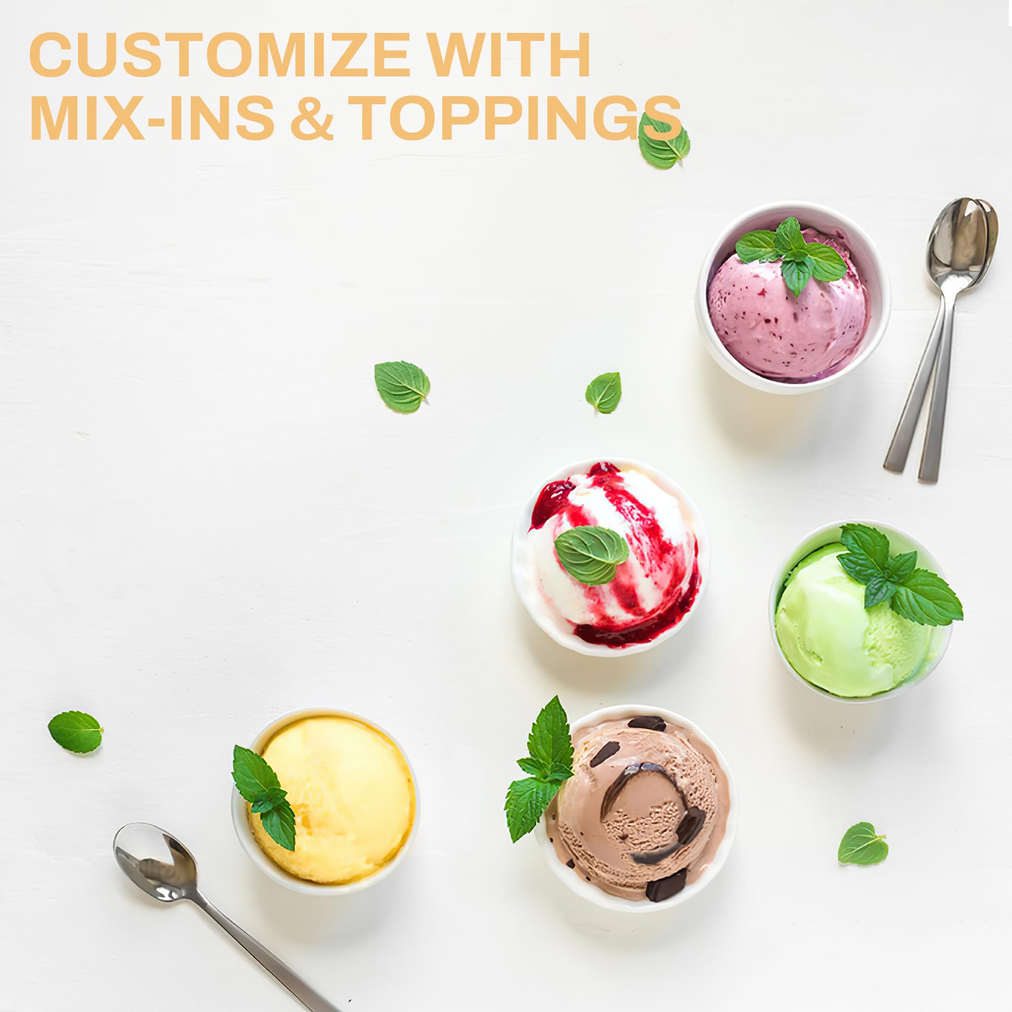 Pukomc compact home-use ice cream maker on a kitchen counter.