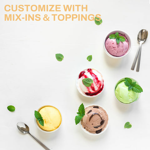 Pukomc compact home-use ice cream maker on a kitchen counter.
