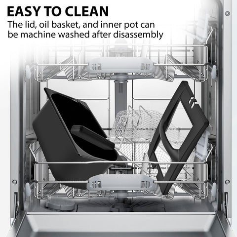 Pukomc enamel oil tank cleans easily and dishwasher-safe components.