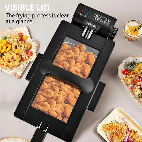 Pukomc deep fryer stainless steel body for durability and easy maintenance.