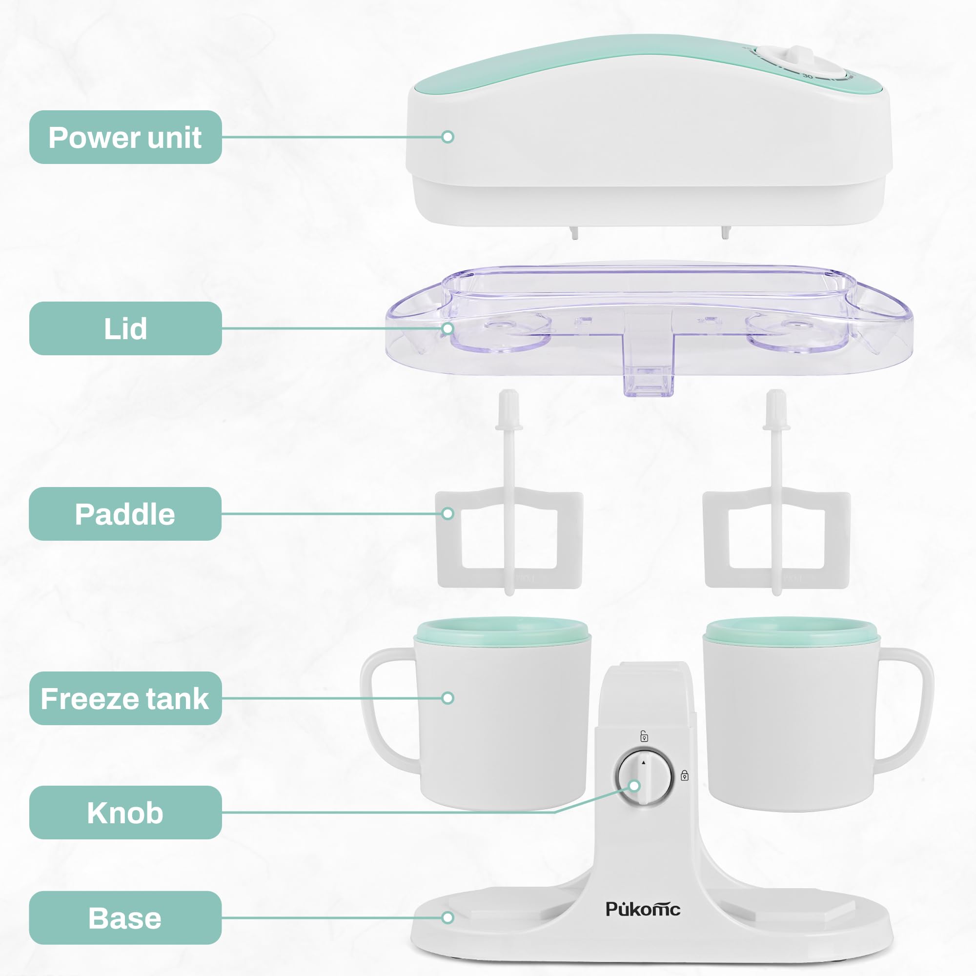Pukomc ice cream maker compact design suitable for counters.
